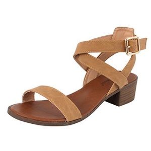 Top Moda Ankle Strap Open Toe Heeled Sandal